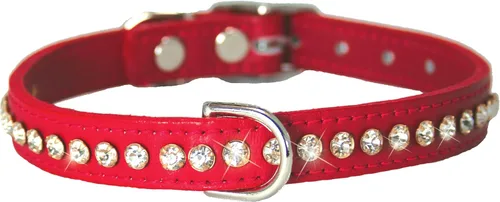Miniatura 89 de Collar de perro de cuero y cristales de OmniPet Signature, cuero de grano de violeta africana de avestruz, se ajusta a un tamaño de cuello de 6"-8