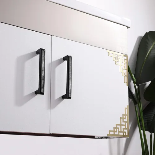 Miniatura 7 de LANC Tiradores de gabinete de cristal negro para cocina y baño, manijas de gabinete para dormitorio, pomo de gabinete negro mate brillante