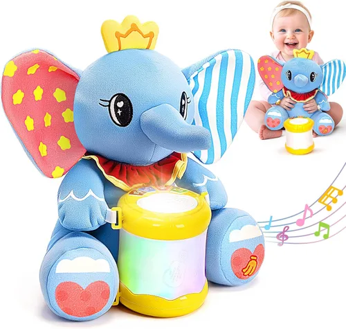 Miniatura 8 de V-Opitos Juguetes de Perro de Peluche Musicales para Bebés de 6-12 Meses+, Juego de Música Iluminada de Tambor de Aprendizaje Temprano, Regalos