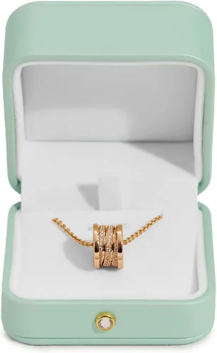 Oirlv Magnífico collar verde menta caja de regalo de cuero collar cajas para joyería regalo terciopelo interior colgante caja