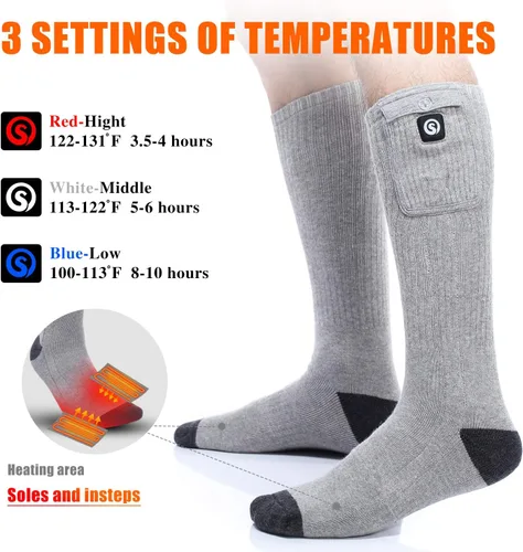 Miniatura 2 de Calcetines térmicos para hombres y mujeres, calcetines eléctricos con batería recargable de 7.4 V 2200 mAh, calentadores de pies para deportes