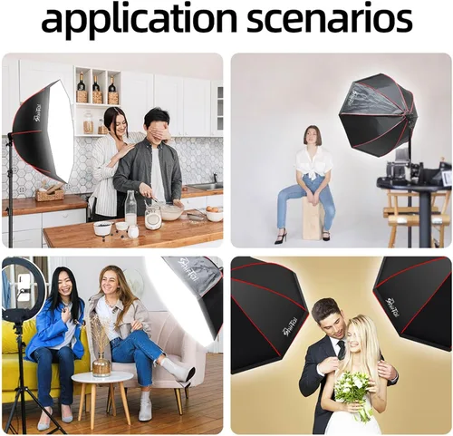 Miniatura 6 de Kit de iluminación Softbox, kit de iluminación para fotografía de 37 pulgadas con 110 W, 2700-6500 K, 11000 Lux, lámpara prismática LED regulable
