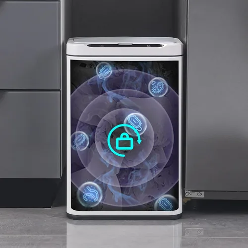 Miniatura 8 de ELPHECO Basurero de acero inoxidable para oficina, con sensor de movimiento, sin contacto, cubo de basura inteligente automático para cocina, Blanco