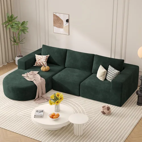 Miniatura 15 de Sofá modular con diván en forma de L, sofá cama moderno seccional Cloud con asiento profundo, sofás de compresión de esponja, no requiere montaje