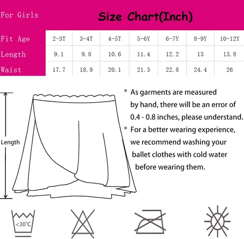 Miniatura 7 de Domusgo Girls Ballet Dance Chiffon Skirt Pull On Ballerina Dancewear for 2-12 Years Old Kids Competition Party Pink Black