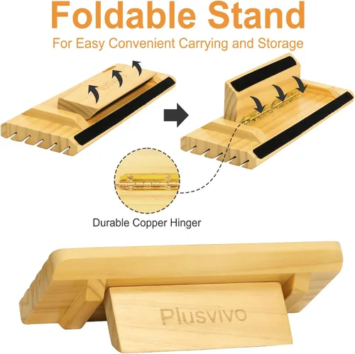 Miniatura 2 de plusvivo Portatarjetas para cartas con soporte ajustable, juego de 4, organizador de cartas para adultos, personas mayores, niños, 5 ranuras