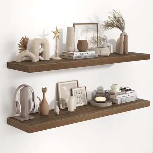 Miniatura 48 de Fun Memories Estantes flotantes de 48 pulgadas, estantes de pared de 9.3 pulgadas de profundidad para baño, sala de estar, dormitorio, cocina