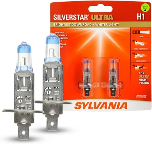 SYLVANIA - H1 foco delantero SilverStar Ultra - Bombilla de luz de faro halógena de alto rendimiento, bombilla de repuesto de luz alta, luz baja y