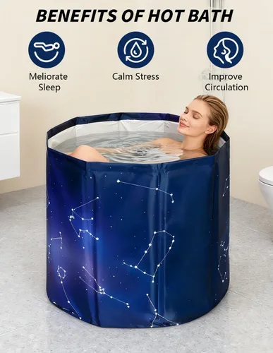 Miniatura 4 de Bañera portátil para adultos, bañera plegable independiente para ducha, bañeras de hielo caliente con espuma térmica gruesa para mantener