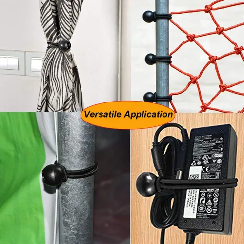 Miniatura 2 de Cuerdas elásticas de bola, 50 paquetes, cordones de amarre negros de 4 pulgadas para lona, refugio de toldo, tubo de pared, resistente a los rayos UV