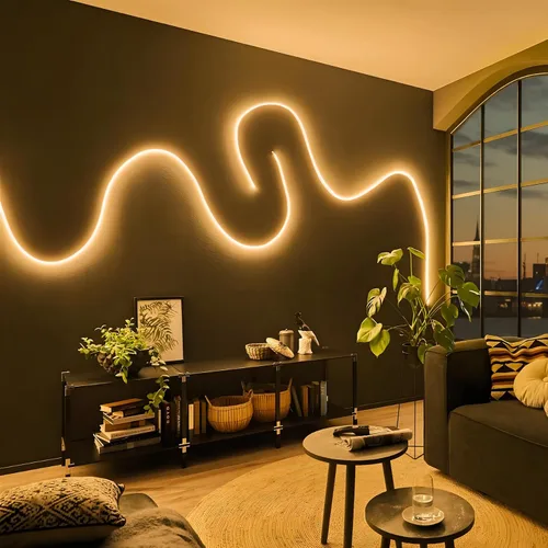 Miniatura 6 de Luces LED de Neón, Tiras de Luces LED Regulables de 12V, Blancas Cálidas, 5m/16.4ft, Luces de Cuerda LED de Neón Impermeables, Tira de Luces LED