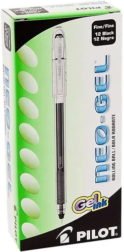 Miniatura 2 de Plumas con cartucho Pilot Neo-Gel de punta fina con tambor azul, tinta azul, caja de doce unidades (14002), Negro