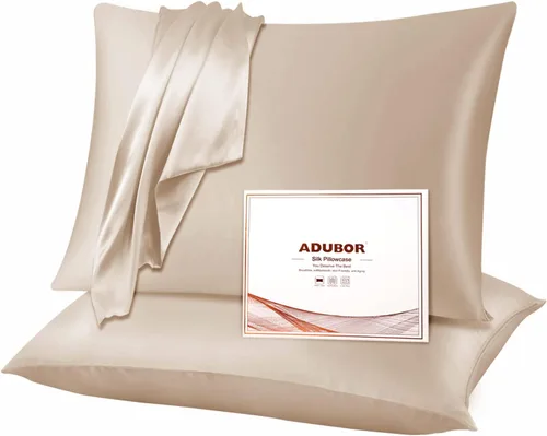 Miniatura 39 de Adubor Funda de almohada 100% de seda, fundas de almohada de seda de morera, 22 fibras de grado Momme 6A, funda de almohada de seda para la salud