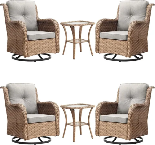 Miniatura 126 de Rilyson Mecedora de mimbre - Juego de 2 sillas mecedoras de mimbre para patio, sillas mecedoras de ratán para porche al aire libre, terraza, jardín