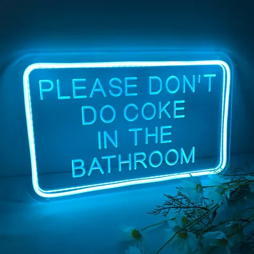 Miniatura 5 de Planzo Letrero LED de neón con texto en inglés «Please Don't Do Coke In The Bath» para el hogar, dormitorio, baño, sala de juegos, bar, tienda