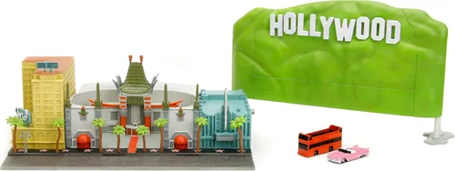 Miniatura 2 de Jada Nano Hollywood Rides Paseo de la Fama Diorama con letrero de Hollywood y 2 vehículos