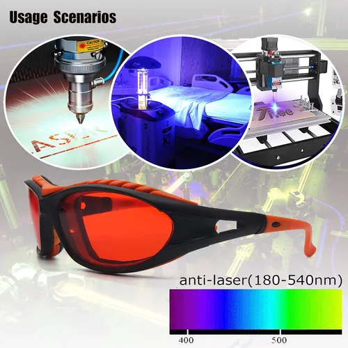 Miniatura 5 de JILERWEAR Profesional 180nm-540nm OD 6+ Violet/Blue/Green Laser Safety Glasses para 405nm, 445nm, 450nm, 473nm, 532nm láser ligero y diseño de moda