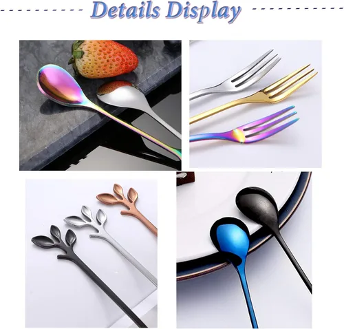Miniatura 6 de Juego de 6 tenedores de frutas de acero inoxidable de 4.7 pulgadas, mini tenedores de ensalada, aperitivos, postres, aperitivos, tenedores pequeños