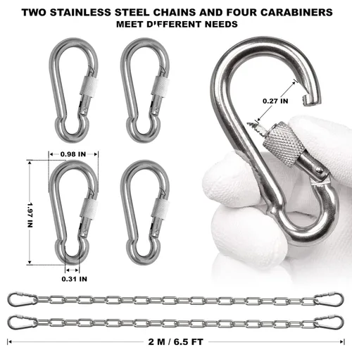 Miniatura 3 de Cadena de eslabones de acero inoxidable de 5/32 pulgadas, cadena de bobina resistente de eslabones de acero inoxidable 304 con mosquetón, 2 cadenas