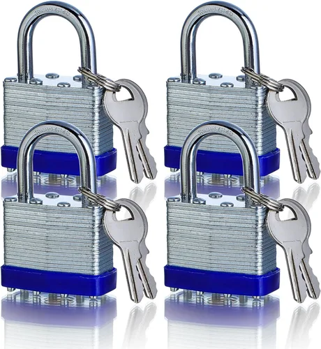 Paquete de 4 candados de alta seguridad con las mismas llaves de 2.6 x 1.7 pulgadas, candado resistente con cerraduras de llave con las mismas