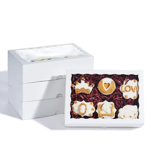 Miniatura 9 de Cajas de cartón de alta calidad de 10 x 7 x 2.5 pulgadas con ventana transparente para galletas, fresas paquete con 25 unidades. Kraft marrón