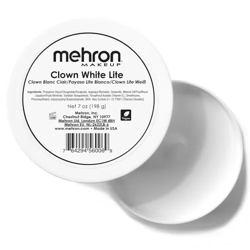 Mehron Makeup Clown White Lite | Pintura profesional para la cara y el cuerpo | Maquillaje de payaso en crema blanca, escenario, película, cosplay,