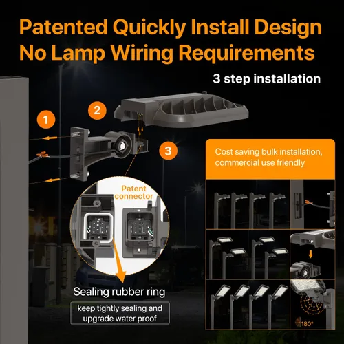 Miniatura 2 de Luz LED de estacionamiento de 200 W, 30000 lm, 5000 K, luz de calle con fotocélula del anochecer al amanecer, luces de caja de zapatos con brazo