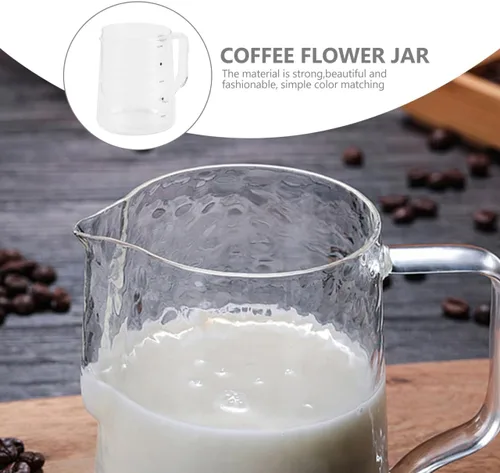 Miniatura 8 de Jarra de espuma de leche de café, tazas medidoras de vidrio, taza de vidrio mezcladora con asa, 16.9 fl oz para medida de vapor de café expreso