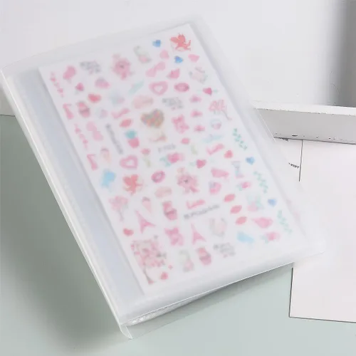 Miniatura 7 de 1 pieza libro de almacenamiento de calcomanías transparentes de 40 ranuras, organizador de calcomanías de uñas para coleccionar calcomanías, libro