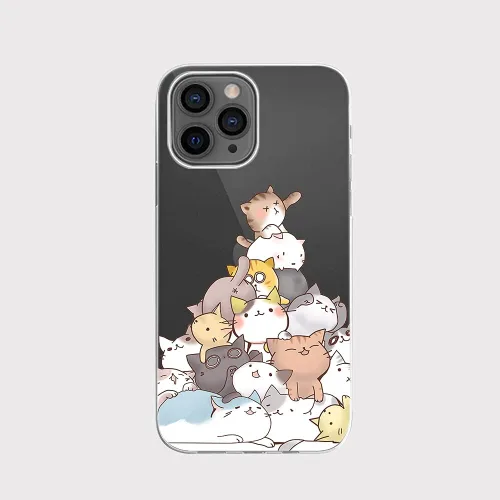 Miniatura 2 de Blingy's Funda para iPhone 13 Pro Max (6.7 pulgadas), divertido patrón de gato lindo estilo animal de dibujos animados transparente suave TPU funda