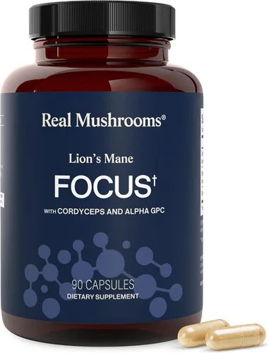Miniatura 10 de Real Mushrooms Cápsulas de suplemento de melena de león - Extracto orgánico de melena de león para el bienestar general - Suplementos beta glucano