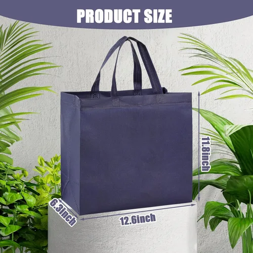 Miniatura 7 de 50 piezas de bolsas de compras reutilizables de tela no tejida, bolsas grandes plegables tipo tote con asas, bolsa de mano para comestibles a granel