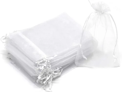 Miniatura 28 de Dealglad 100pcs Drawstring Organza bolsas de joyería caramelo para fiestas, casamientos, regalos Amarillo