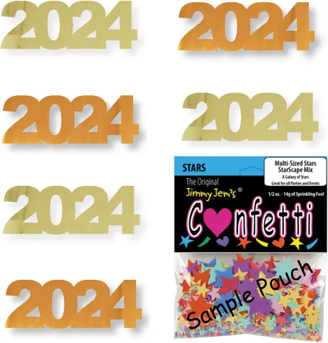 Miniatura 25 de Confetti Year 2024 Negro, Azul Royal Combo - 2 bolsas de media onza (1 oz)