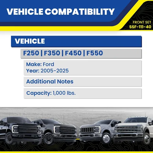 Miniatura 2 de SuperSprings Juego de SumoSprings delanteros para 2005-2025 F250/F350/F450/F550 SuperDuty Capacidad de 1000 libras al 50% de compresión