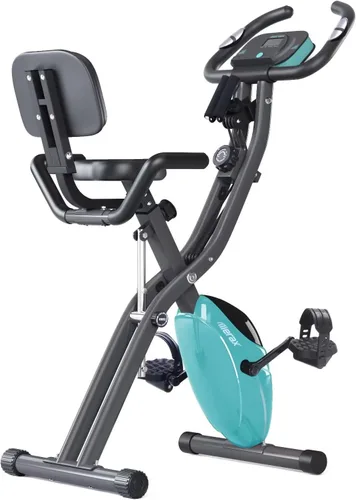 Merax Bicicleta estática plegable, 3 en 1, bicicleta estática magnética para el hogar con resistencia de 16 niveles, bicicleta de ciclismo vertical