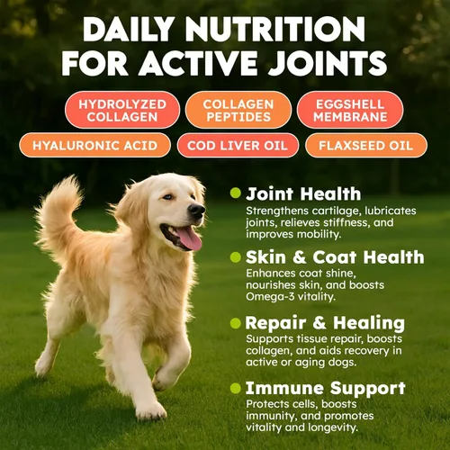 Miniatura 2 de Colágeno para perros – 150 masticables – Suplemento para articulaciones, piel y pelaje con ácido hialurónico, membrana de cáscara de huevo