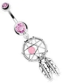 Miniatura 3 de Body Accentz Atrapasueños para ombligo con diseño de estrellas tejidas y plumas para ombligo