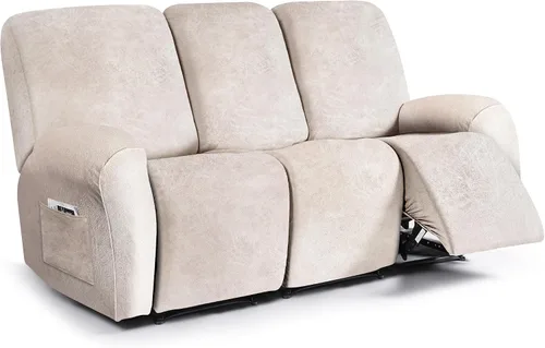 Miniatura 16 de ANARACHON Fundas para sillas reclinables con aspecto de cuero, funda elástica de 4 piezas, funda suave para silla reclinable, protector de muebles