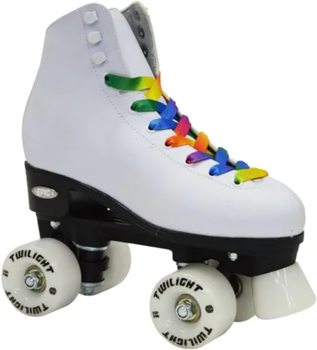 Miniatura 2 de ¡Nuevo! Patines de cuadro ruedas Epic Allure Twilight con pompones y luces LED tipo arco iris.