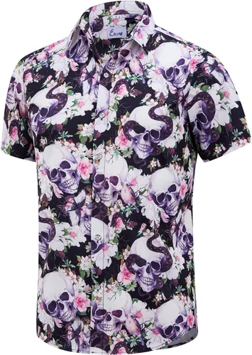 Miniatura 15 de EUOW - Camisas hawaianas para hombre de manga corta con botones, estampadas para la playa y el verano