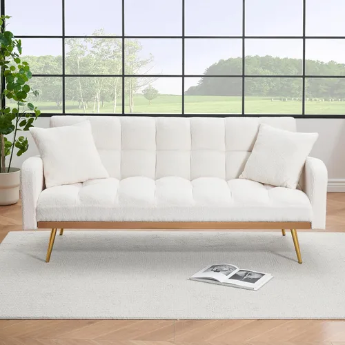 Sofá biplaza convertible tipo futón reversible, sofá biplaza plegable, cama de invitados tapizada con forro polar tapizado, sofá cama convertible