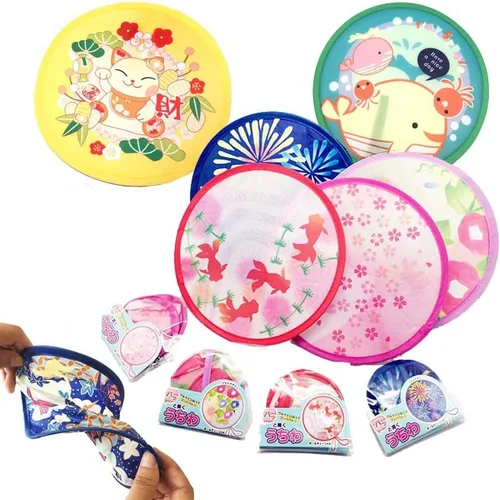 Abanicos plegables redondos de estilo japonés para fiesta de boda y decoración personal, juego de 4, color aleatorio