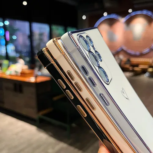 Miniatura 8 de ZTOFERA Funda diseñada para Samsung Galaxy S22 Ultra 5G, bonito borde chapado con patrón de corazones de amor con protección para lente de cámara
