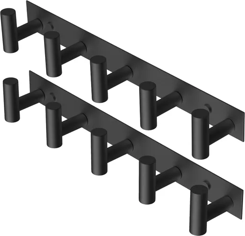 Miniatura 13 de PMMASTO Perchero montado en la pared, 3 ganchos de pared en forma de T para colgar, riel de ganchos para abrigos de acero inoxidable resistente