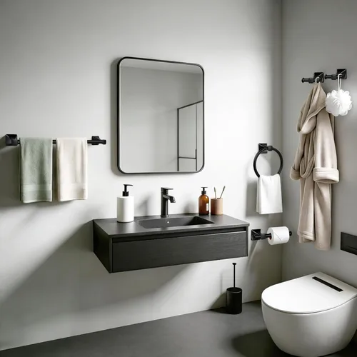 Miniatura 2 de Juego de 5 piezas de accesorios de ferretería para baño, juego de barras para toallas de baño de acero inoxidable SUS304, toalleros de 24 pulgadas