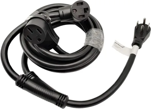 Parkworld 60325 Divisor de secadora a EV, NEMA 14-30 enchufe macho a 14-30 y receptáculo hembra RV/EV 14-50, cable adaptador Y de 4 clavijas de 30