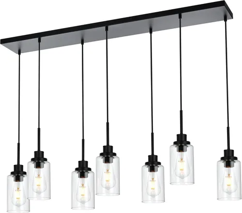 Miniatura 12 de MELUCEE Lámpara colgante de vidrio de 1 luz, estilo Edison industrial, acabado de bronce aceitado, iluminación de isla de cocina, lámpara colgante
