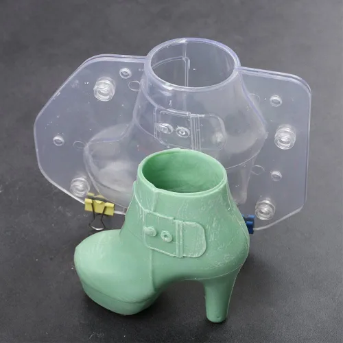 Miniatura 5 de Botas de tacón alto 3D para mujer, molde de chocolate, zapatos de aguja de cuero, molde de policarbonato de plástico para fondant, dulces