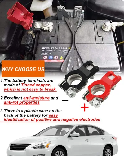 Miniatura 5 de Kit de repuesto positivo y negativo de terminal de batería compatible con Nissan Altima Maxima Rouge Sentra Murano Infiniti Toyota Lexus Reemplazo #
